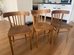 3 Ouderwetse café stoelen, Drie, Gebruikt, Bruin, Hout