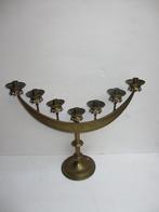 antieke Messing Kerkkandelaar voor 7 kaarsen., Antiek en Kunst, Antiek | Kandelaars, Ophalen of Verzenden, Koper of Brons