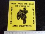 sticker grote prijs van belgie 1987 motorcross motocross, Verzamelen, Verzenden, Zo goed als nieuw, Sport