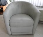 Natuzzi Draaifauteuil fauteuil stoel leder leer, lichtgrijs, Huis en Inrichting, Fauteuils, Ophalen, Gebruikt, Minder dan 75 cm