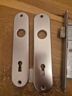 Deurslot + aluminium sleutelplaten (72mm), Ophalen of Verzenden, Nieuw, Rvs, Slot