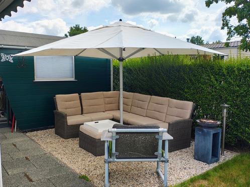 Loungeset met kussens en hocker, Tuin en Terras, Tuinsets en Loungesets, Gebruikt, Wicker, Hocker, Ophalen