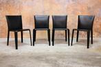 ZGANieuw! 4 zwarte leren Bontempi Clark design stoelen
