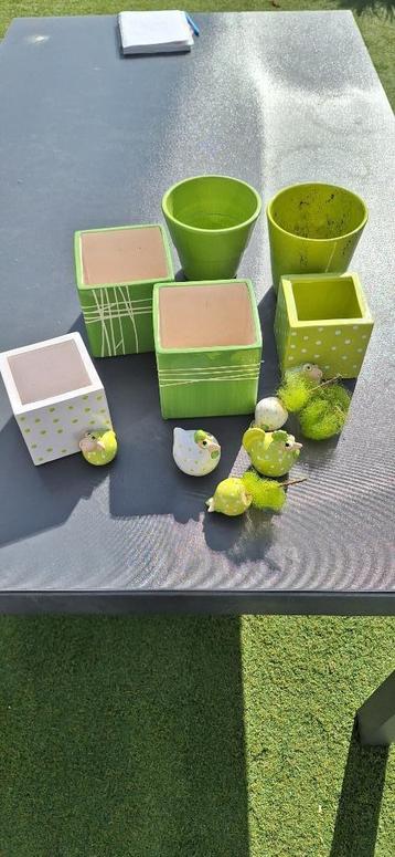 Leuke set groene bloempotten 6 stuks beschikbaar voor biedingen