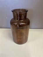 Bruine glazen vaas 26 cm, Huis en Inrichting, Overige kleuren, Aardewerk of Porselein, Ophalen of Verzenden, Zo goed als nieuw