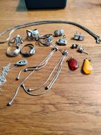 Partijtje zilveren sieraden., Ophalen, Zilver, Ring, Met edelsteen