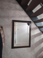 Spiegel rechthoekig met ingeslepen glas en zwart/goud lijst, Antiek en Kunst, Ophalen of Verzenden, Rechthoekig