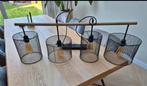 Zwart houten industriële hanglamp incl 4x E27 lichtbron, Huis en Inrichting, Ophalen of Verzenden, Zo goed als nieuw, 75 cm of meer