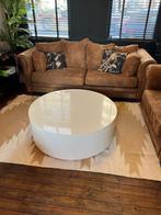 Witte Hoogglans Salontafel op Wielen, Huis en Inrichting, Tafels | Salontafels, Ophalen, Kunststof, Gebruikt, Rond