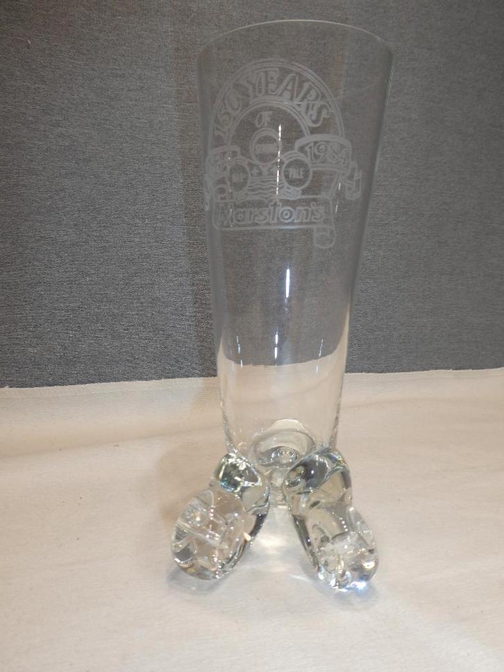 Hoorn des overvloeds glas 150 Years of Marstons, Verzamelen, Biermerken, Gebruikt, Glas of Glazen, Overige merken, Ophalen of Verzenden