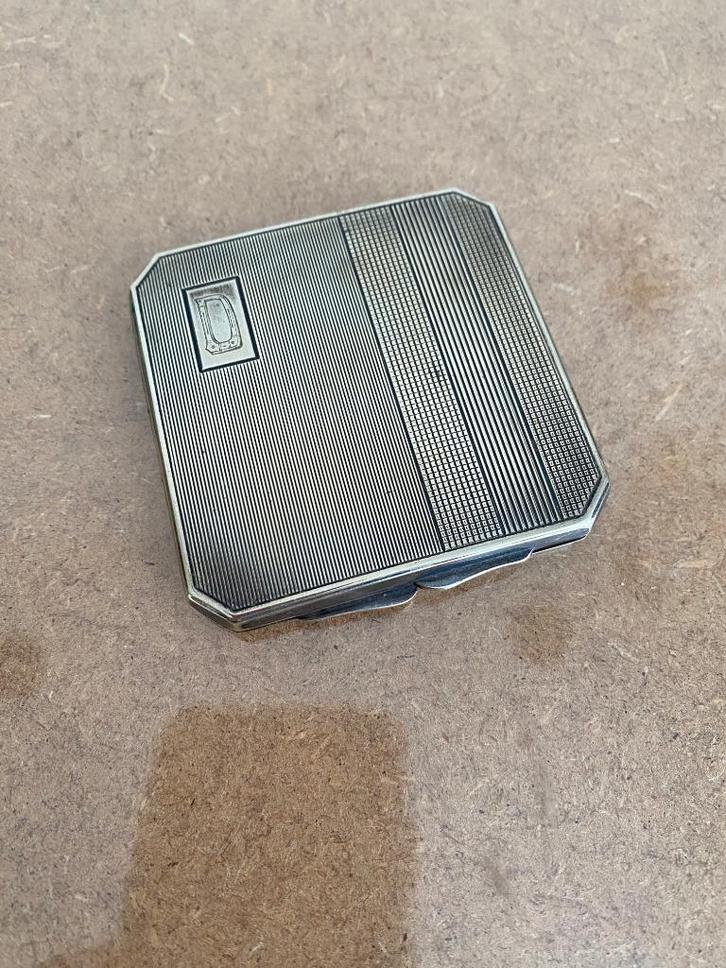 Art deco poederdoos (alpaca zilver), Antiek en Kunst, Curiosa en Brocante, Ophalen of Verzenden