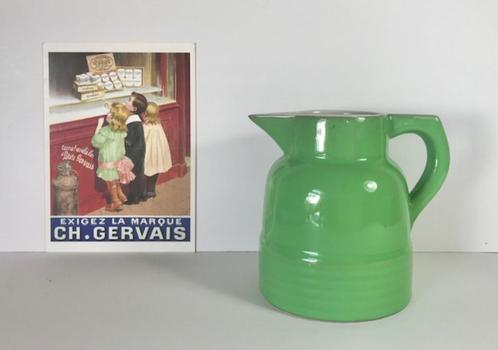 Franse groene art deco schenkkan pichet waterkan, Antiek en Kunst, Antiek | Keramiek en Aardewerk, Ophalen of Verzenden