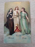 Antieke relief ansichtkaart 1909 Geloof Hoop en Liefde, Ophalen of Verzenden, Voor 1920, Gelopen, Overige thema's