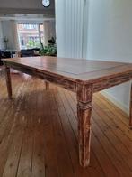 Eettafel van teakhout geschuurd 220 x 100 cm, Huis en Inrichting, Tafels | Eettafels, 200 cm of meer, 50 tot 100 cm, Teakhout