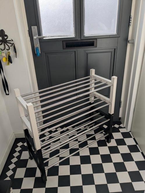Two IKEA Tjusig Shoe Racks – Black & White, Good Condition, Huis en Inrichting, Kasten | Schoenenrekken, Zo goed als nieuw, Ophalen