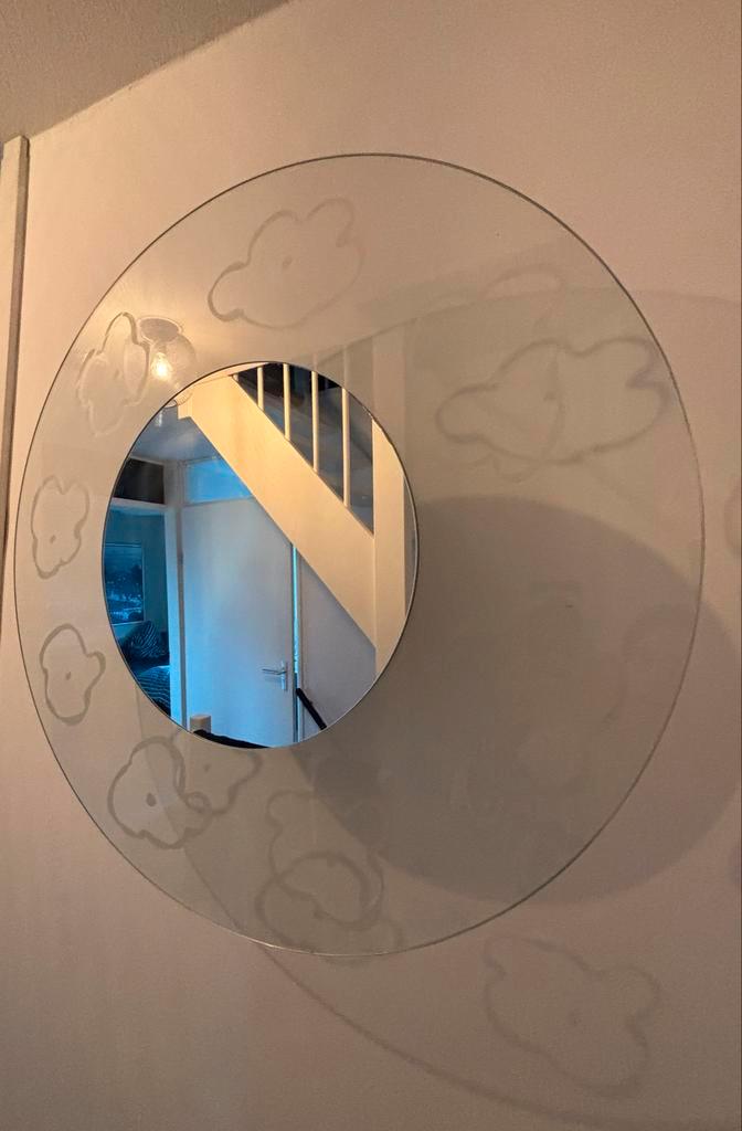 Aparte Draaibare Spiegel met Wolken Design, Huis en Inrichting, Woonaccessoires | Spiegels, Gebruikt, Minder dan 50 cm, Minder dan 100 cm