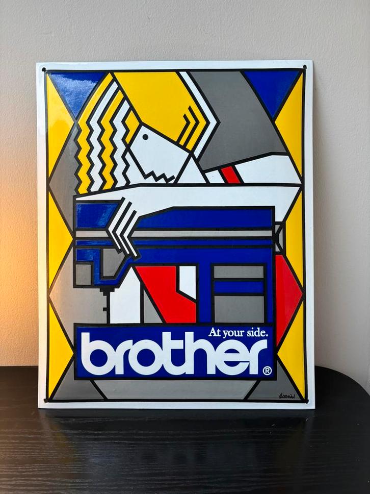 Emaille bord Brother, Verzamelen, Merken en Reclamevoorwerpen, Zo goed als nieuw, Reclamebord, Ophalen of Verzenden