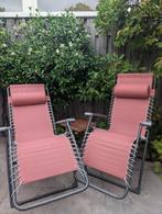 Rood-roze relax tuinstoelen (set van twee), Tuin en Terras, Tuinstoelen, Ophalen, Gebruikt, Kunststof, Verstelbaar