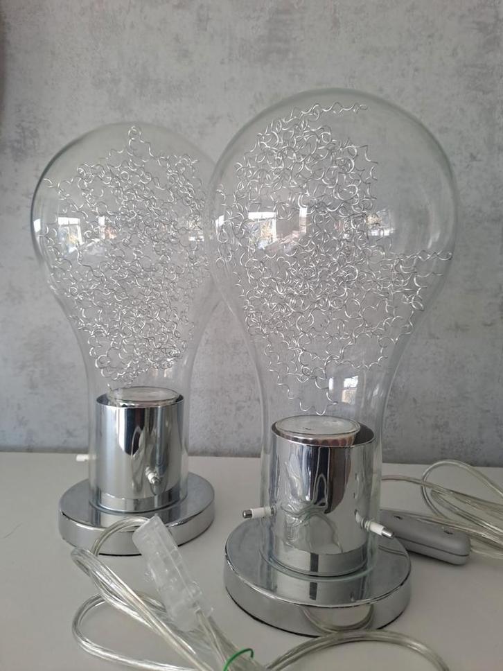 STRALUMA lampen met RVS voet, Huis en Inrichting, Lampen | Tafellampen, Zo goed als nieuw, Minder dan 50 cm, Glas, Metaal, Ophalen