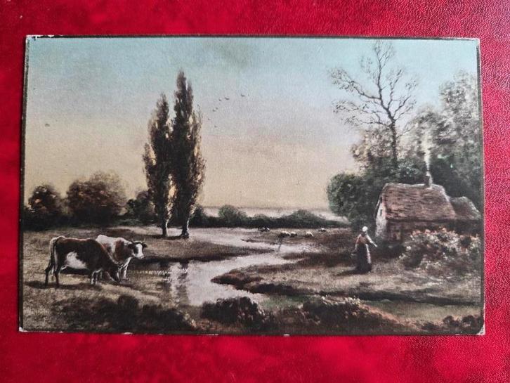 Oude Ansichtkaart - Landschap met Koe, Antiek en Kunst, Kunst | Tekeningen en Foto's, Ophalen of Verzenden