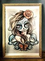 Klein schilderijtje “ sugar skull”, Ophalen of Verzenden, Minder dan 50 cm, Minder dan 50 cm