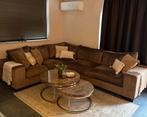 Bruine hoekbank 6 zits. 250x315 diepte 100, Ophalen, Gebruikt, 100 tot 125 cm, Hoekbank