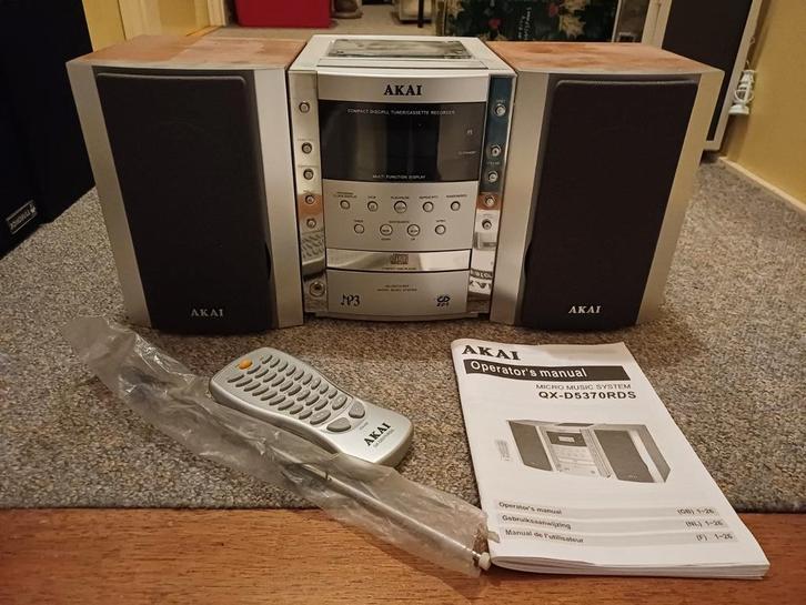 Akai QX-D5370RDS Microset met Cassettedeck en CD-speler, Audio, Tv en Foto, Stereo-sets, Gebruikt, Cassettedeck, Cd-speler, Tuner of Radio