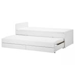 IKEA SLÄKT bed met onderschuifbed + lades (incl. matras), Huis en Inrichting, Slaapkamer | Bedden, Ophalen, 90 cm, Wit, Tweepersoons