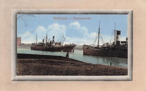 JK387 Schiedam Oosterhaven Stoomschepen 1928, Verzamelen, Ansichtkaarten | Nederland, Gelopen, Zuid-Holland, 1920 tot 1940, Verzenden