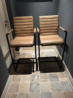 Barstoel met armleuning, barkruk, twee stuks, Huis en Inrichting, Barkrukken, Ophalen, Met voetsteun, 60 tot 90 cm, Leer