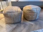 Set of 2 natural jute poufs, Ophalen, Zo goed als nieuw, Rond