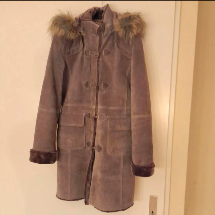 Echt lederen lange Dameswinterjas, Kleding | Dames, Jassen | Winter, Zo goed als nieuw, Maat 38/40 (M), Bruin, Ophalen of Verzenden