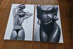 Canvas foto's (Twee stuks,  zwart/ wit/ grijs), Huis en Inrichting, Woonaccessoires | Schilderijen, Tekeningen en Foto's, 50 tot 75 cm