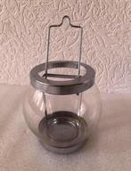 Vintage windlicht van glas / Rvs, Huis en Inrichting, Woonaccessoires | Kandelaars en Kaarsen, Overige materialen, Overige kleuren