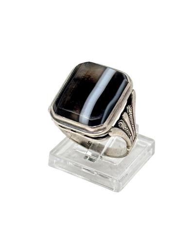 Zilveren heren zegelring met bandagaat – maat 63 beschikbaar voor biedingen