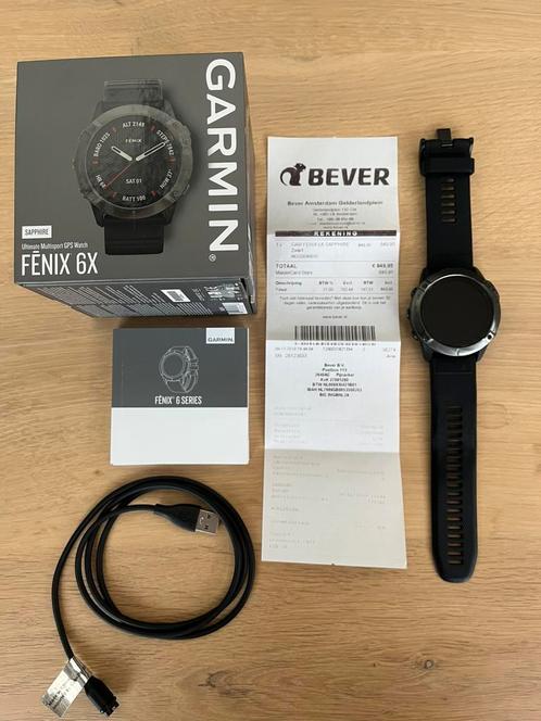 Garmin Fenix 6X Sapphire, Sieraden, Tassen en Uiterlijk, Sporthorloges, Zo goed als nieuw, Android, Zwart, Afstand, Calorieverbanding
