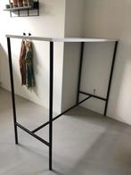 Bartafel, hoge tafel met marmer blad en metalen onderstel, Ophalen, Gebruikt, 100 tot 150 cm, Metaal