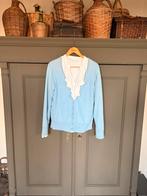 Zeer mooi vestje Marie Méro met zijden, goed wasbaar 42, Ophalen of Verzenden, Zo goed als nieuw, Maat 42/44 (L), Blauw