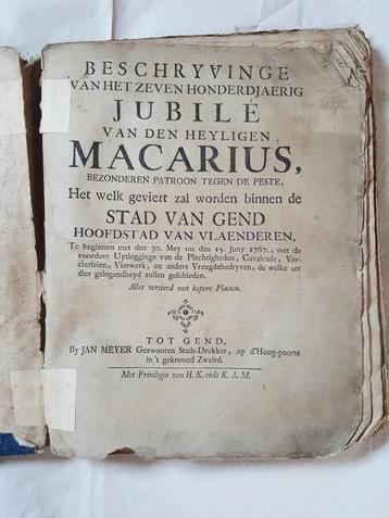Gent, St. Macharius, jubelfeest 1767, compleet 15 gravures  beschikbaar voor biedingen