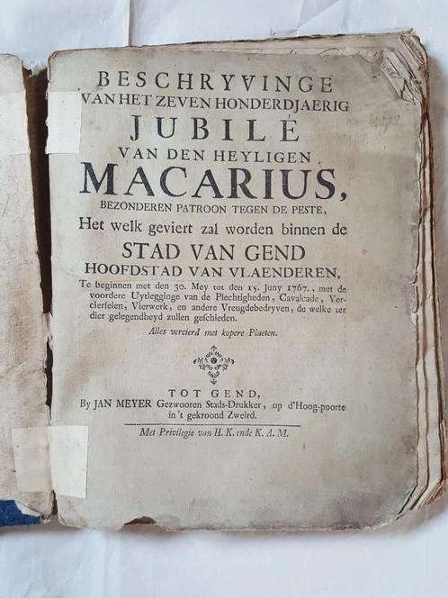 Gent, St. Macharius, jubelfeest 1767, compleet 15 gravures, Boeken, Geschiedenis | Stad en Regio, Gelezen, 17e en 18e eeuw, Verzenden