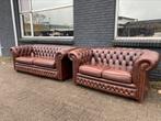 Prachtige Springvale Chesterfield 3+2 zit bankstel bruin, Ophalen of Verzenden, Gebruikt, 75 tot 100 cm, Leer