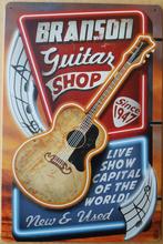 Branson guitar shop gitaar reclamebord van metaal wandbord, Nieuw, Ophalen of Verzenden