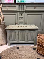 Antieke speelgoedkist mand hout vintage dekenkist taupe, Ophalen, Mand, Zo goed als nieuw, Nvt