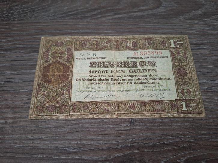Biljet 1 gulden 1920, zilverbon oude type (1 letter), Postzegels en Munten, Bankbiljetten | Nederland, 1 gulden, Ophalen of Verzenden