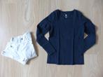 Longsleeves, wit en donkerblauw Hema maat 134/140, Meisje, Ophalen of Verzenden, Zo goed als nieuw, Shirt of Longsleeve