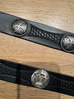 2st leren riem met Maltezer kruizen en harly motor blokjes, Kleding | Heren, Ophalen of Verzenden, Zo goed als nieuw, Zwart, 95 tot 105 cm