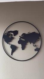 Wereldkaart zwart staal, Huis en Inrichting, Woonaccessoires | Wanddecoraties, Ophalen of Verzenden, Zo goed als nieuw