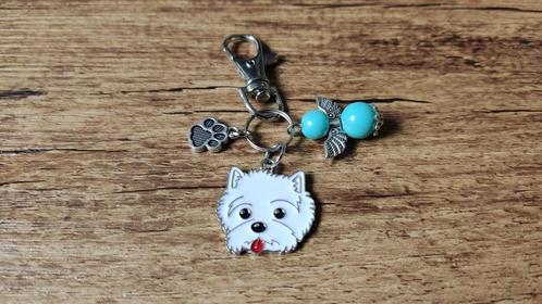 Sleutelhanger West highland white terriër emaille engeltje, Dieren en Toebehoren, Honden-accessoires, Nieuw, Verzenden