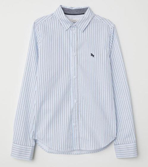 H&M jongens katoenen overhemd wit blauw gestreept maat 152, Kinderen en Baby's, Kinderkleding | Maat 152, Nieuw, Jongen, Overhemd of Blouse
