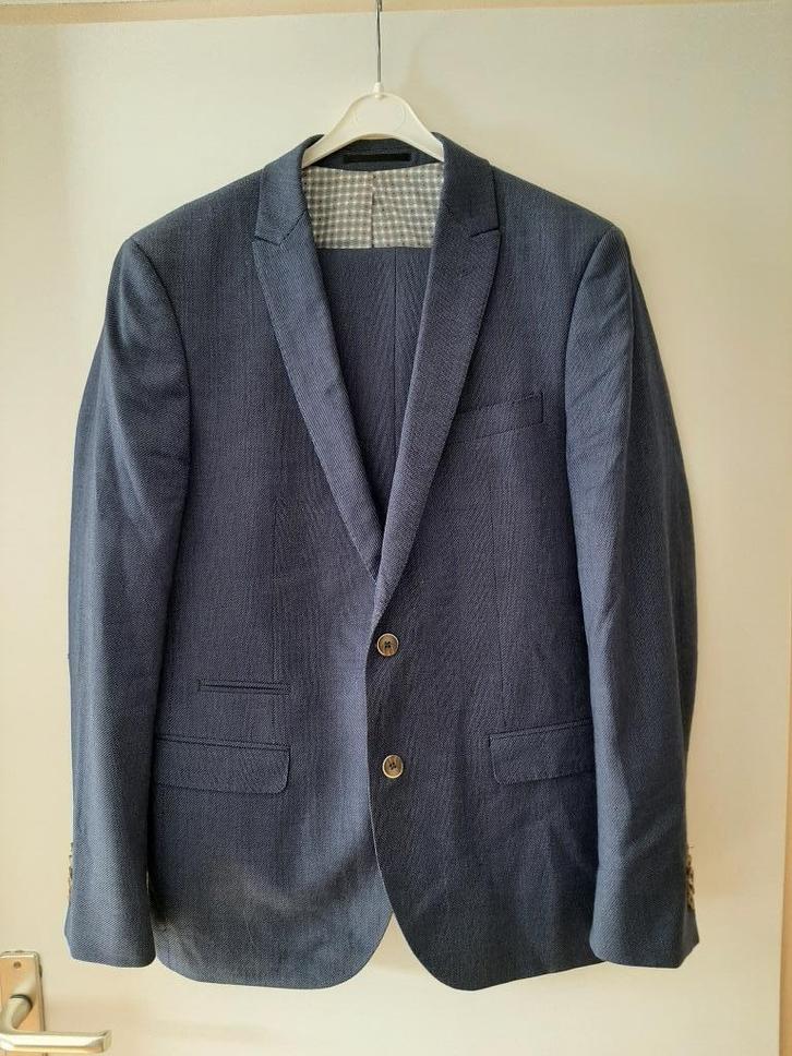Colbert + broek, blauw, Schouten & Dijck, Drop 8 tailer fit, Kleding | Heren, Kostuums en Colberts, Gedragen, Maat 52/54 (L), Blauw